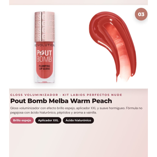 Makeup Revolution - Set de Profilage des lèvres Pout Liner - Chauffeur Nude + Rouge à lèvres liquide mat Air Blur - Chauffeur + Gloss volumisant Pout Bomb - Melba Warm Peach