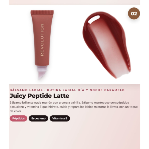 Makeup Revolution - Set de Mascarilla labial Juicy Peptide Pudding - Butterscotch Brown + Bálsamo labial Juicy Peptide - Latte + Aceite pour lèvres Glaze Oil - Lust Clear