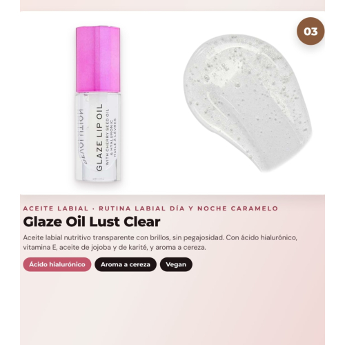Makeup Revolution - Set de Mascarilla labial Juicy Peptide Pudding - Butterscotch Brown + Bálsamo labial Juicy Peptide - Latte + Aceite pour lèvres Glaze Oil - Lust Clear