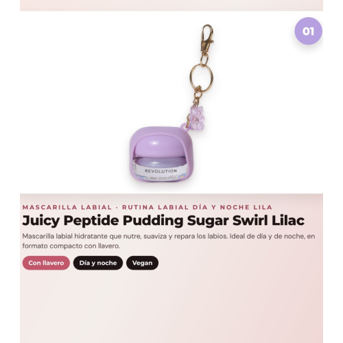 Makeup Revolution - Set de Mascarilla labial Juicy Peptide Pudding - Sugar Swirl Lilac + Bálsamo labial Juicy Peptide - Spice + Aceite pour lèvres Glaze Oil - Lust Clear