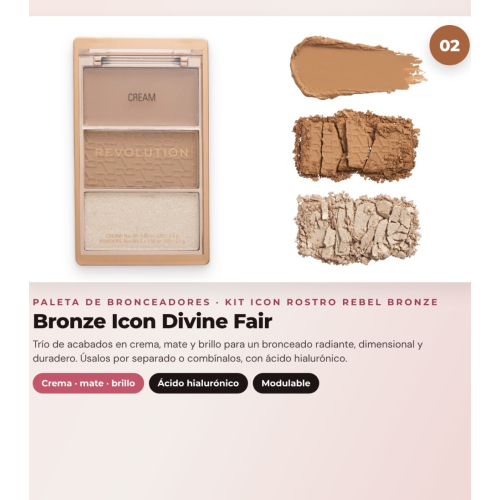 Makeup Revolution - Set de Palette de fards à joues Icon Blush - Rebellious Red + Palette de bronzers Bronze Icon - Divine Fair + Palette d'highlighters Highlight Icon - Molten Bronze