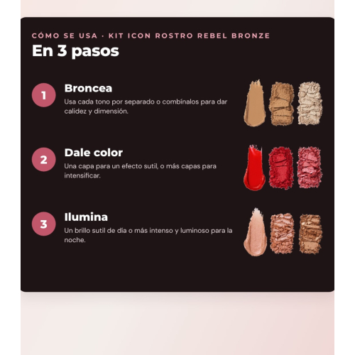 Makeup Revolution - Set de Palette de fards à joues Icon Blush - Rebellious Red + Palette de bronzers Bronze Icon - Divine Fair + Palette d'highlighters Highlight Icon - Molten Bronze