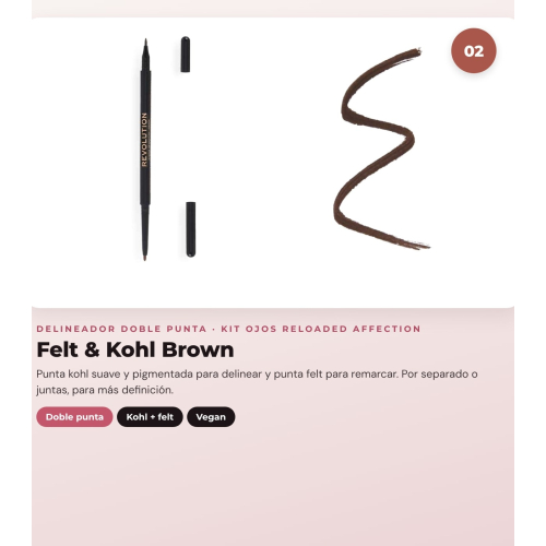 Makeup Revolution - Set de palette de fards à paupières Reloaded - Affection + Eyeliner Felt & Kohl Precision Dual Liner - Brown + Eyeliner Streamline Waterline Eyeliner Pencil - Silver