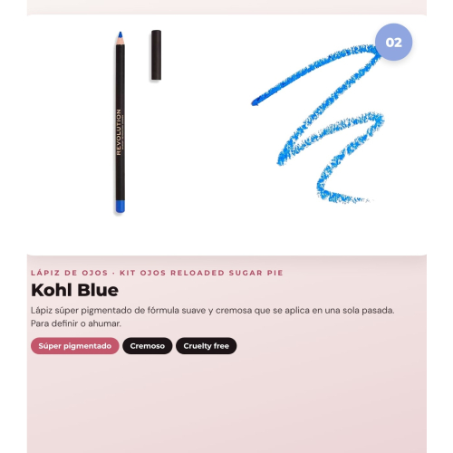 Makeup Revolution - Set de Paleta de sombras Reloaded -  Sugar Pie + Delineador de yeux Kohl - Blue + Delineador de yeux Streamline Waterline Eyeliner Pencil - Gold
