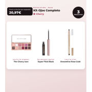 Makeup Revolution - Set de palette de fards à paupières The Cherry Icon + Eyeliner liquide Super Flick - Black + Crayon eyeliner Streamline Waterline Eyeliner Pencil - Rose Gold