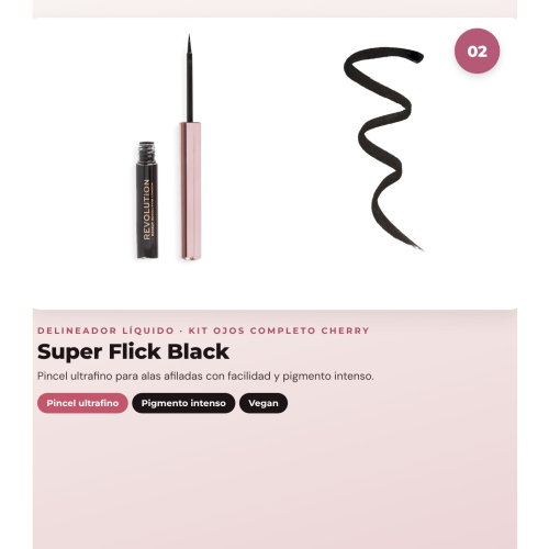 Makeup Revolution - Set de palette de fards à paupières The Cherry Icon + Eyeliner liquide Super Flick - Black + Crayon eyeliner Streamline Waterline Eyeliner Pencil - Rose Gold