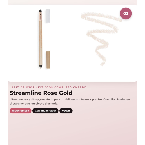 Makeup Revolution - Set de palette de fards à paupières The Cherry Icon + Eyeliner liquide Super Flick - Black + Crayon eyeliner Streamline Waterline Eyeliner Pencil - Rose Gold