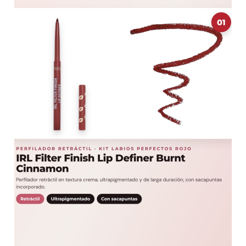 Makeup Revolution - Set de Profilage des lèvres IRL Filter Finish Lip Definer - Burnt Cinnamon + Rouge à lèvres satiné Lip Allure Soft Satin + Rouge à lèvres liquide mat Air Blur - Fiery