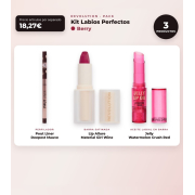Makeup Revolution - Set de Profilage des lèvres Pout Liner - Deepest Mauve + Rouge à lèvres satiné Lip Allure - Material Girl Wine + Huile à lèvres en stick Jelly - Watermelon Crush Red