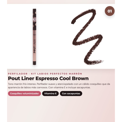 Makeup Revolution - Set de Profilage des lèvres Pout Liner - Espresso Cool Brown + Rouge à lèvres liquide IRL Whipped Lip Crème - Espresso Nude + Brillant à lèvres avec Shimmer Pout Bomb - Chocolate Sparkle