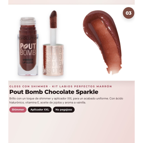 Makeup Revolution - Set de Profilage des lèvres Pout Liner - Espresso Cool Brown + Rouge à lèvres liquide IRL Whipped Lip Crème - Espresso Nude + Brillant à lèvres avec Shimmer Pout Bomb - Chocolate Sparkle