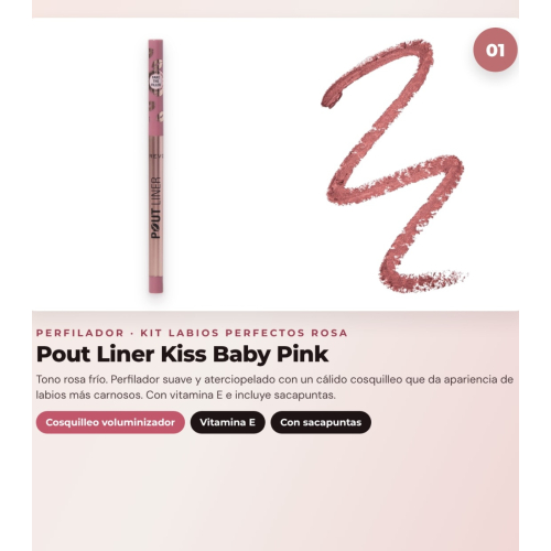 Makeup Revolution - Set de Profilage des lèvres Pout Liner - Kiss Baby Pink + Rouge à lèvres satiné Lip Allure - Brunch Pink Nude + Huile à lèvres Pout Lip Charm - Lychee Clear Pink