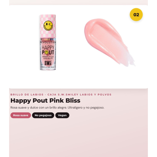Makeup Revolution - Ensemble *S.W.Smiley* - Brillant à lèvres Stellar Shine + Brillant à lèvres Pink Bliss + Baume pour les lèvres et joues pH + Poudres libres Sunshine
