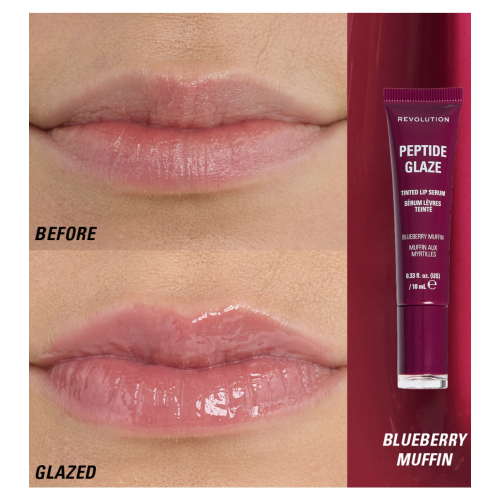 Makeup Revolution - Teinte à lèvres avec sérum Peptide Glaze - Blueberry Muffin