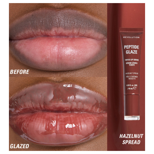 Makeup Revolution - Teinte à lèvres avec sérum Peptide Glaze - Hazelnut Spread