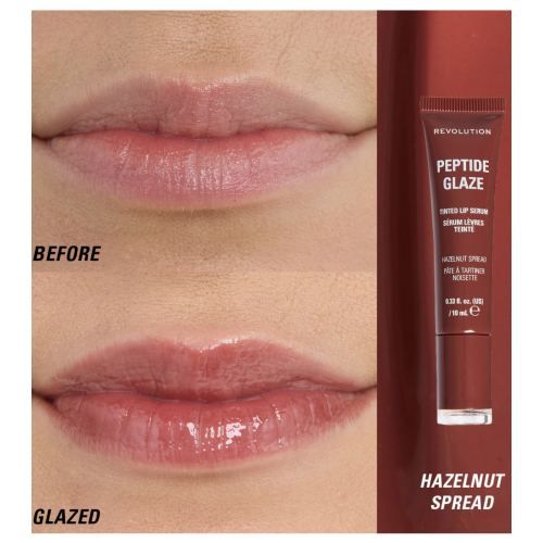Makeup Revolution - Teinte à lèvres avec sérum Peptide Glaze - Hazelnut Spread