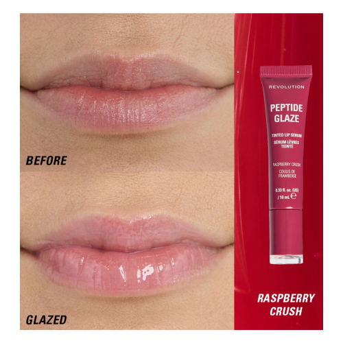 Makeup Revolution - Teinte à lèvres avec sérum Peptide Glaze - Raspberry Crush