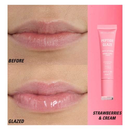 Makeup Revolution - Teinte à lèvres avec sérum Peptide Glaze - Strawberry & Cream
