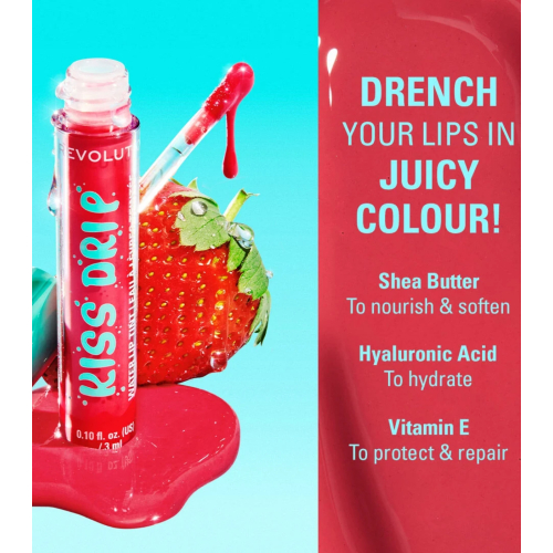 Makeup Revolution - Teinte à lèvres Kiss Drip Water - Strawberry Drizzle