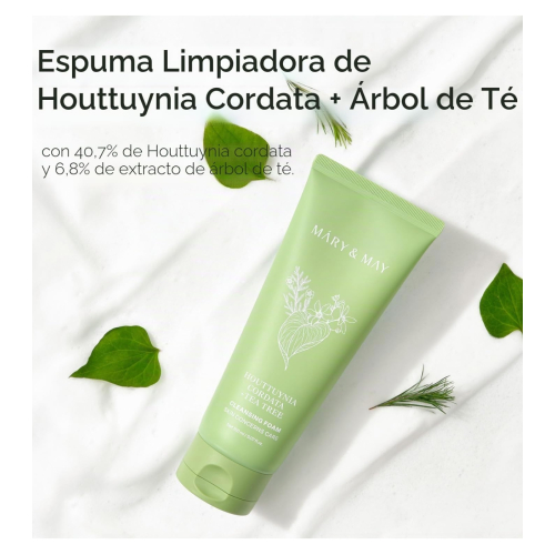 Mary & May - Nettoyant facial moussant purifiant Houttuynia Cordata + Tea Tree