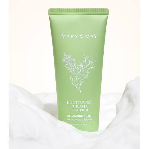 Mary & May - Nettoyant facial moussant purifiant Houttuynia Cordata + Tea Tree