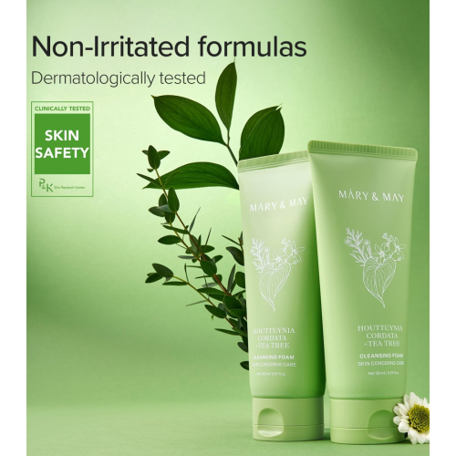Mary & May - Nettoyant facial moussant purifiant Houttuynia Cordata + Tea Tree