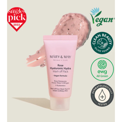 Mary & May - Masque facial Rose Hyaluronic Hydra Wash off