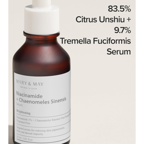 Mary & May - Sérum visage éclaircissant Niacinamide + Chaenomeles Sinensis