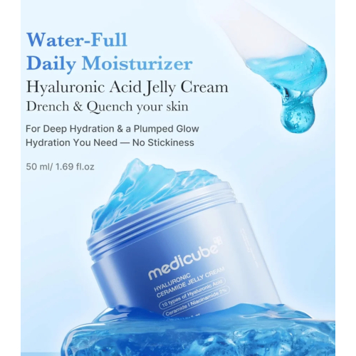 Medicube - Crème hydratante pour le visage Hyaluronic Aqua Cooling Ceramide Jelly