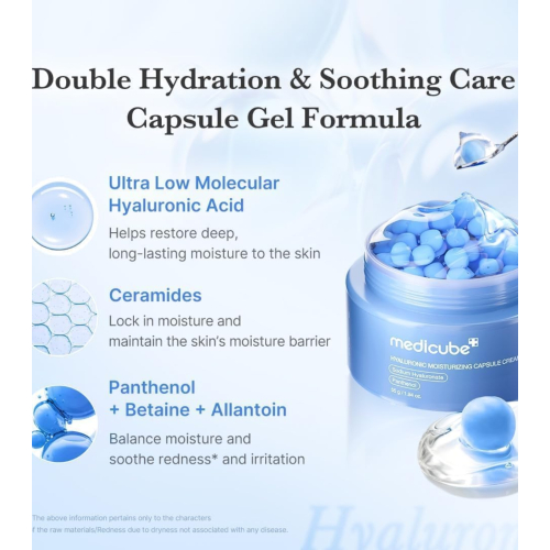Medicube - Crème hydratante pour le visage Hyaluronic Moisturizing Capsule Cream