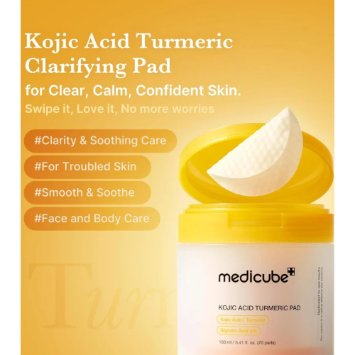 Medicube - *Kojic Acid* - Tampons éclaircissants avec de l'acide kójique et du curcuma - 70pads