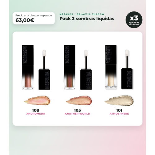Mesauda - Pack de 3 ombres liquides Galactic Shadow - 108: Andromeda + 105: Another World + 101: Atmosphere