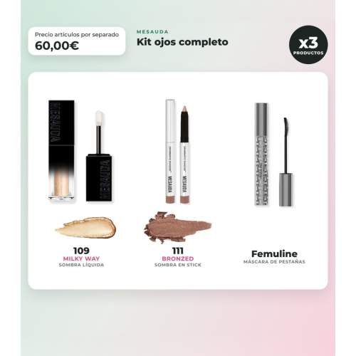 Mesauda - Pack yeux Galactic Shadow 109: Milky Way + Drawmatic Shadow 111: Bronzed + Mascara Femuline