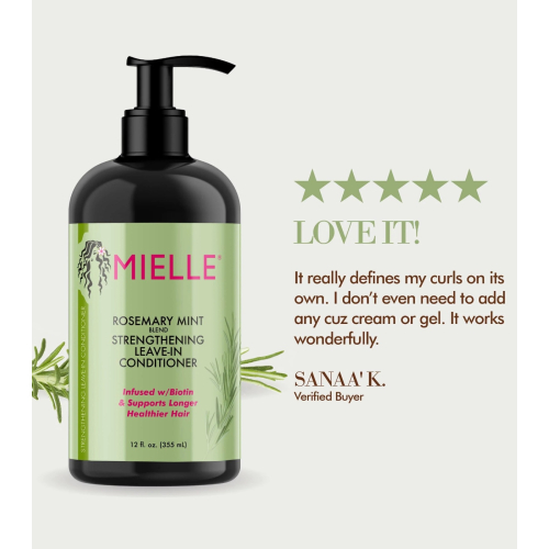 Mielle - Après-shampoing fortifiant sans rinçage au romarin et à la menthe