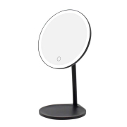MQBeauty - Miroir de courtoisie noir rechargeable avec éclairage LED à intensité variable