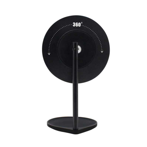 MQBeauty - Miroir de courtoisie noir rechargeable avec éclairage LED à intensité variable