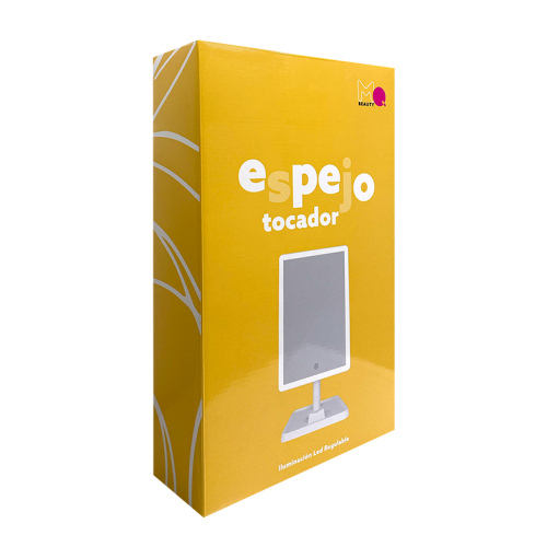 MQBeauty - Miroir de courtoisie rechargeable avec éclairage LED à intensité variable - Blanc