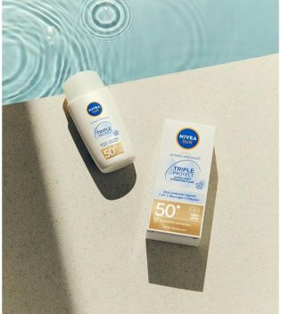 Nivea Sun - Crème solaire visage ultrafluide Triple protection - SPF50+ : Très élevée