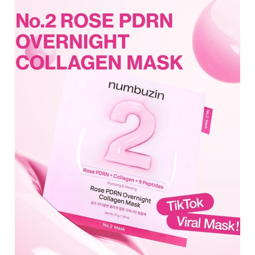 Numbuzin - Masque facial de nuit No.2 Rose PDRN Plumping