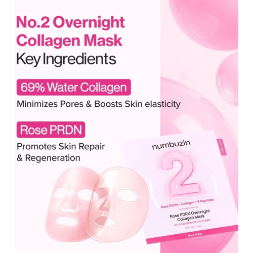 Numbuzin - Masque facial de nuit No.2 Rose PDRN Plumping