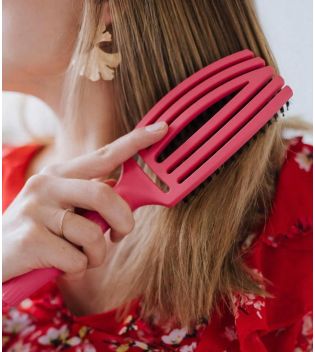 Olivia Garden - Brosse à cheveux Fingerbrush Combo Medium - Hot Pink