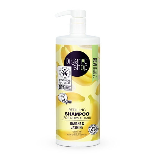 Organic Shop - Shampooing repulpant cheveux normaux 1000ml - Banane et Jasmin