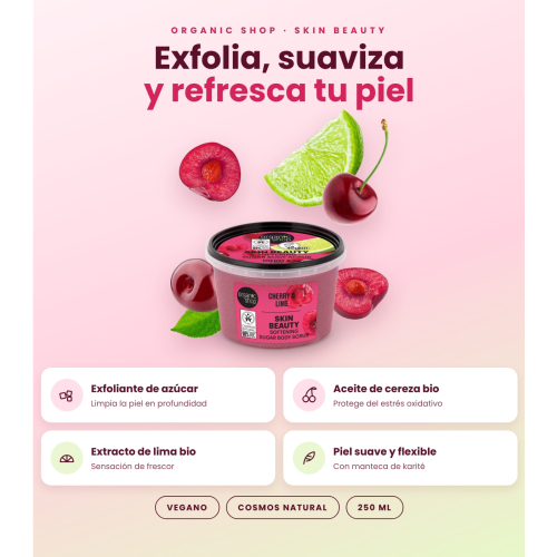 Organic Shop - Exfoliant corporel Skin Beauty - Cerise et citron vert