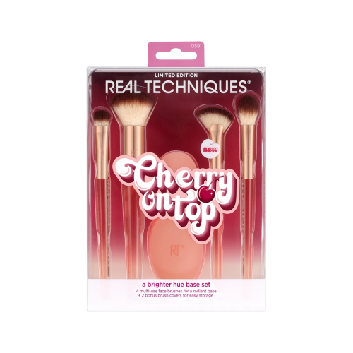 Real Techniques - *Cherry On top* - Ensemble de 4 pinceaux + 2 housses en silicone