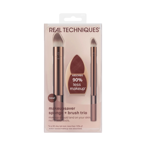 Real Techniques - Ensemble d'éponges de maquillage Makeupsaver + Duo de pinceaux pour le visage