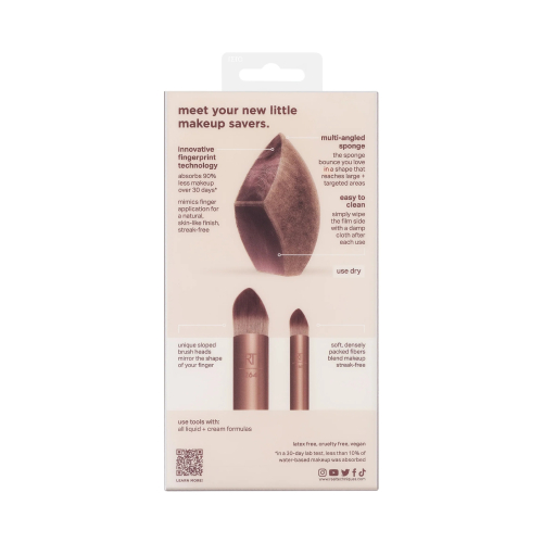 Real Techniques - Ensemble d'éponges de maquillage Makeupsaver + Duo de pinceaux pour le visage