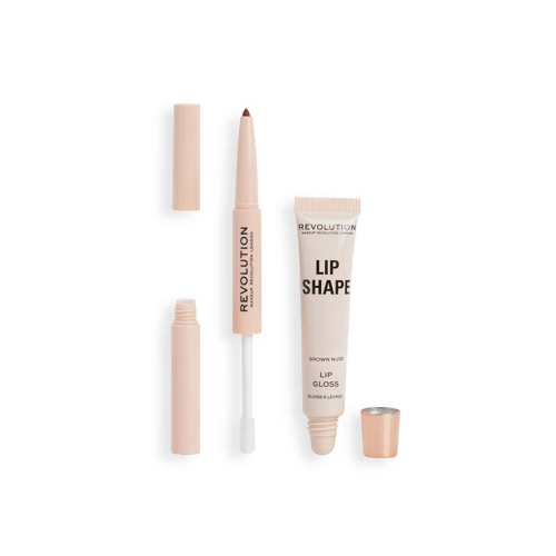 Revolution - Lip Shape Lip Set - Brown Nude