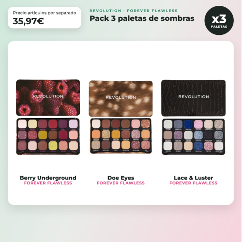 Revolution - Pack de 3 palettes de fards à paupières Forever Flawless