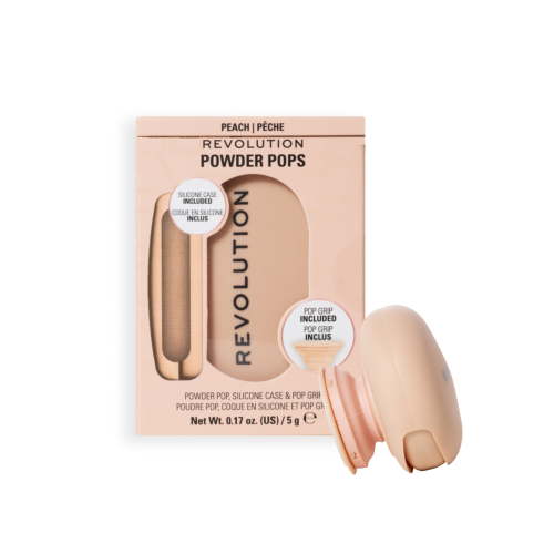 Makeup Revolution - Poudre compacte + Support adhésif pour téléphone portable Powder Pops - Peach
