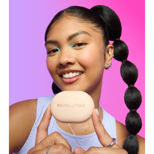 Makeup Revolution - Poudre compacte + Support adhésif pour téléphone portable Powder Pops - Peach